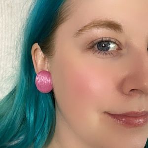 Pink Round Textured Clip On Earrings Pat Pending Bubblegum